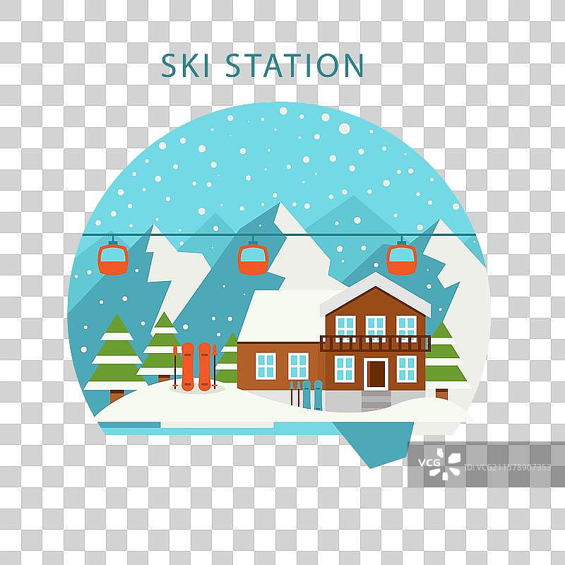创意滑雪度假村平面设计图片素材
