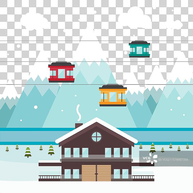 滑雪度假村设计与平房图片素材