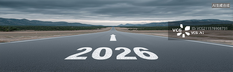 【AI数字艺术】2026 前行之路概念图图片素材