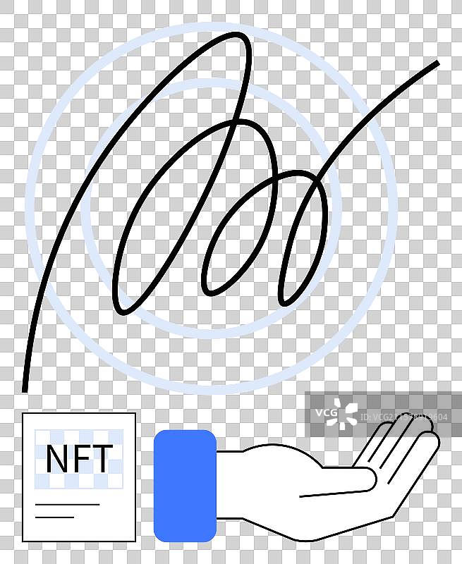 手持签名的NFT文件展示图片素材