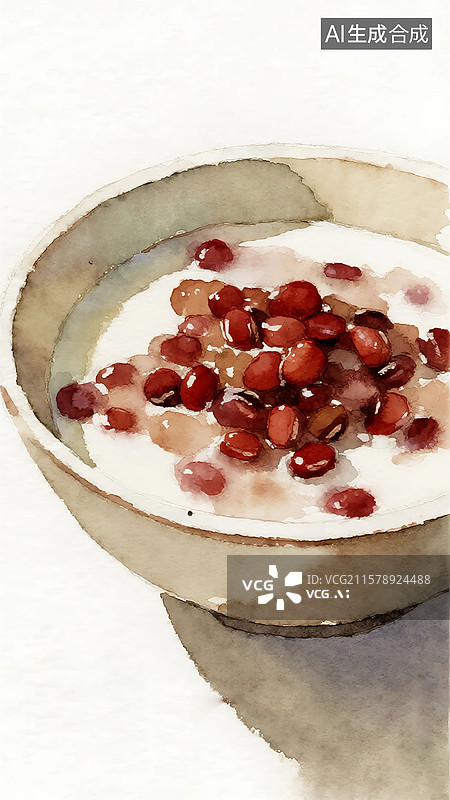 【AI数字艺术】广式点心插画红豆沙双皮奶图片素材