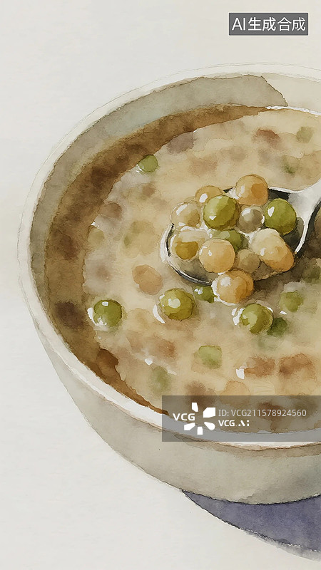 【AI数字艺术】广式点心插画绿豆沙图片素材