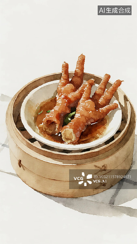 【AI数字艺术】广式点心插画凤爪图片素材