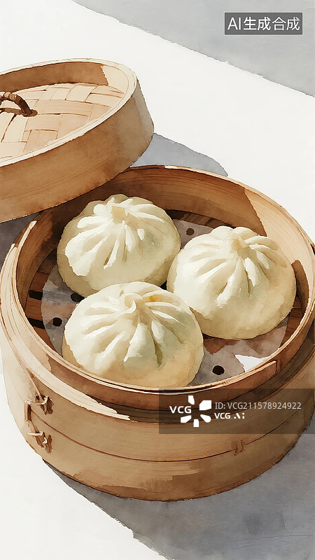 【AI数字艺术】广式点心插画肉包图片素材