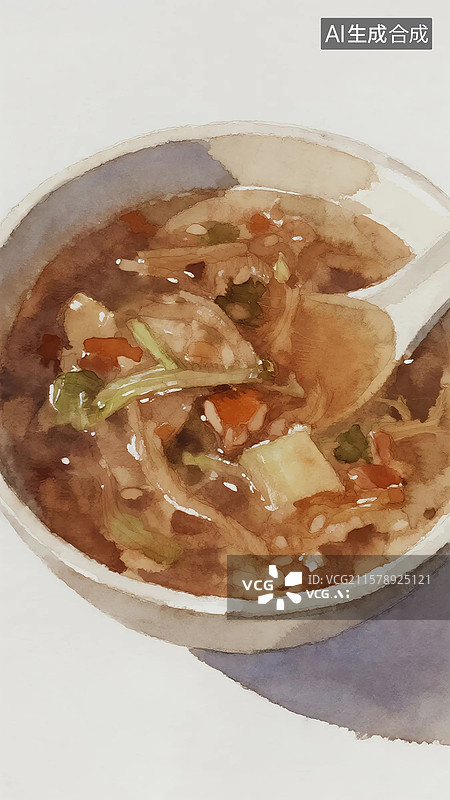 【AI数字艺术】广式点心插画皮蛋瘦肉粥菜干粥图片素材