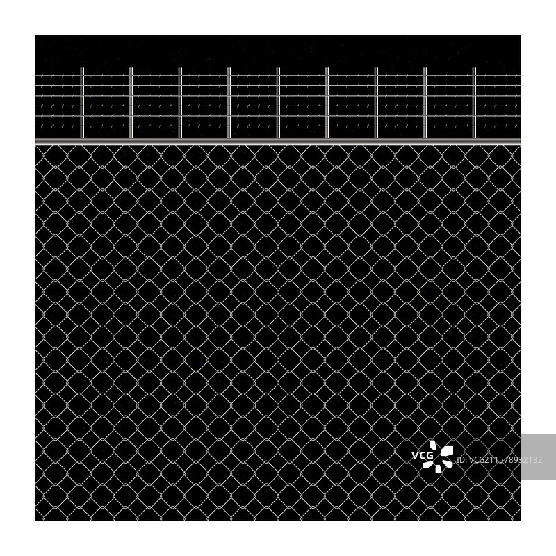 黑色背景上的金属围栏与刺铁丝图片素材