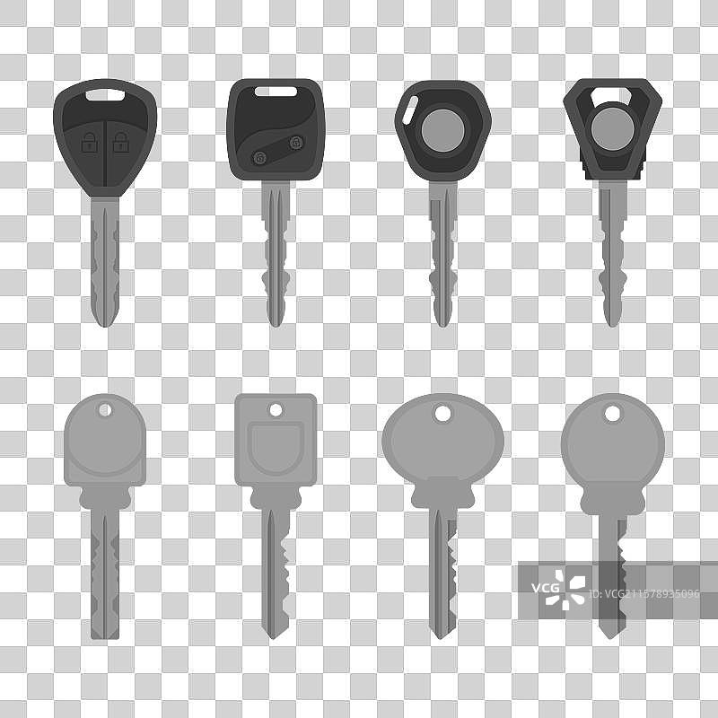 扁平钥匙集合图片素材