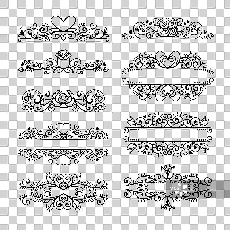 手绘黑色婚礼装饰品图片素材