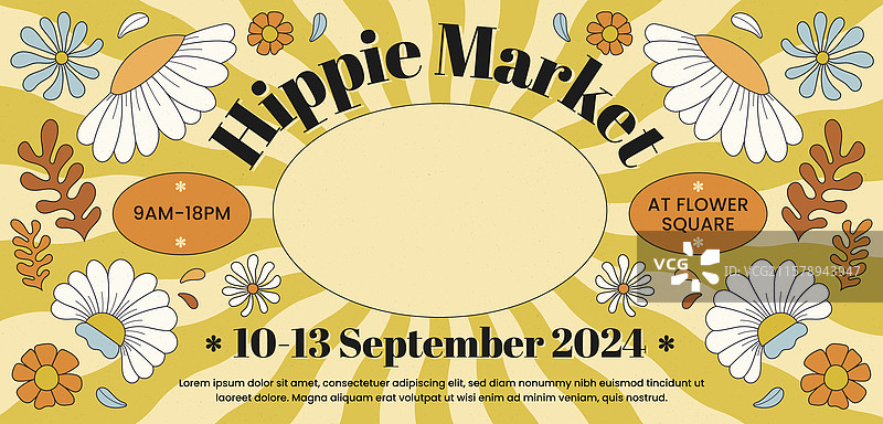 手绘嬉皮市场横幅图片素材