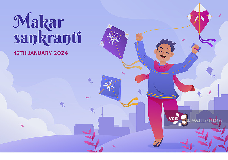 马卡尔·桑克兰提节日的渐变背景图片素材