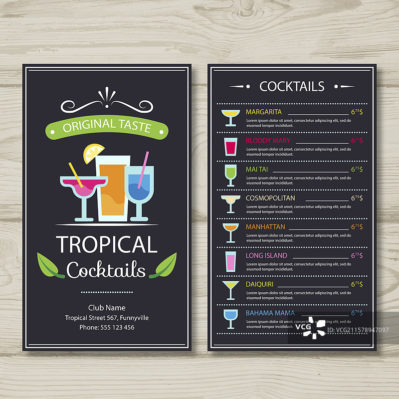 热带鸡尾酒菜单模板图片素材