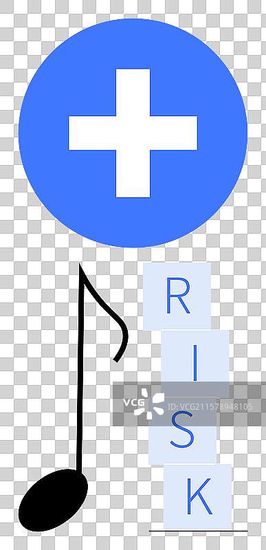 音乐符号平衡着医疗下方的风险方块图片素材