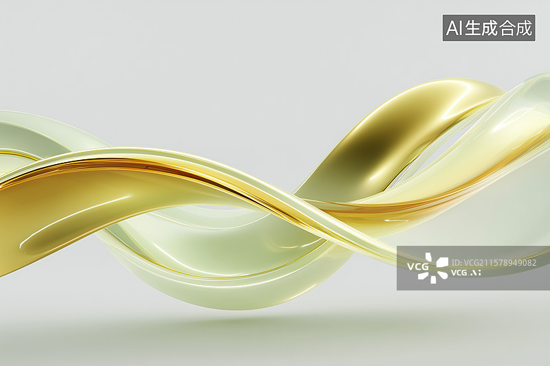 【AI数字艺术】香槟金抽象流动线条曲面背景图片素材
