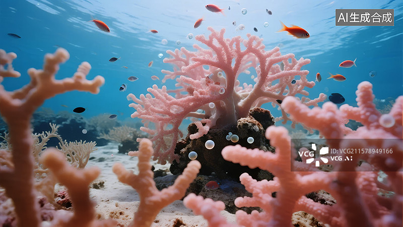 【AI数字艺术】海底珊瑚礁与热带鱼群图片素材