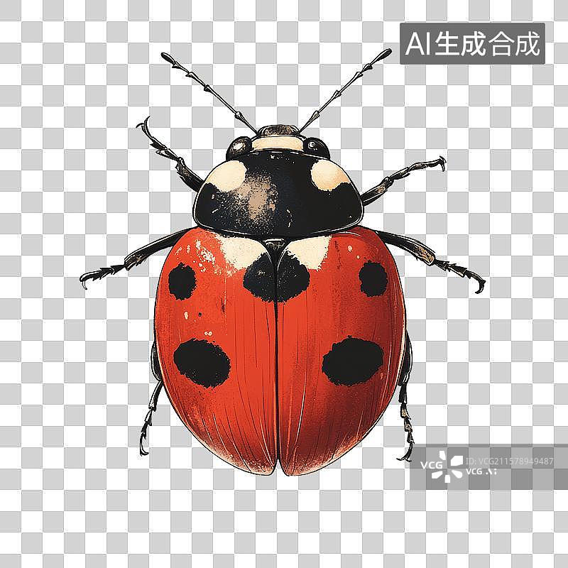 【AI数字艺术】红色七星瓢虫的特写图图片素材