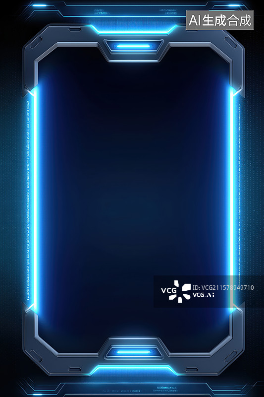 【AI数字艺术】蓝色科技边框背景图片素材