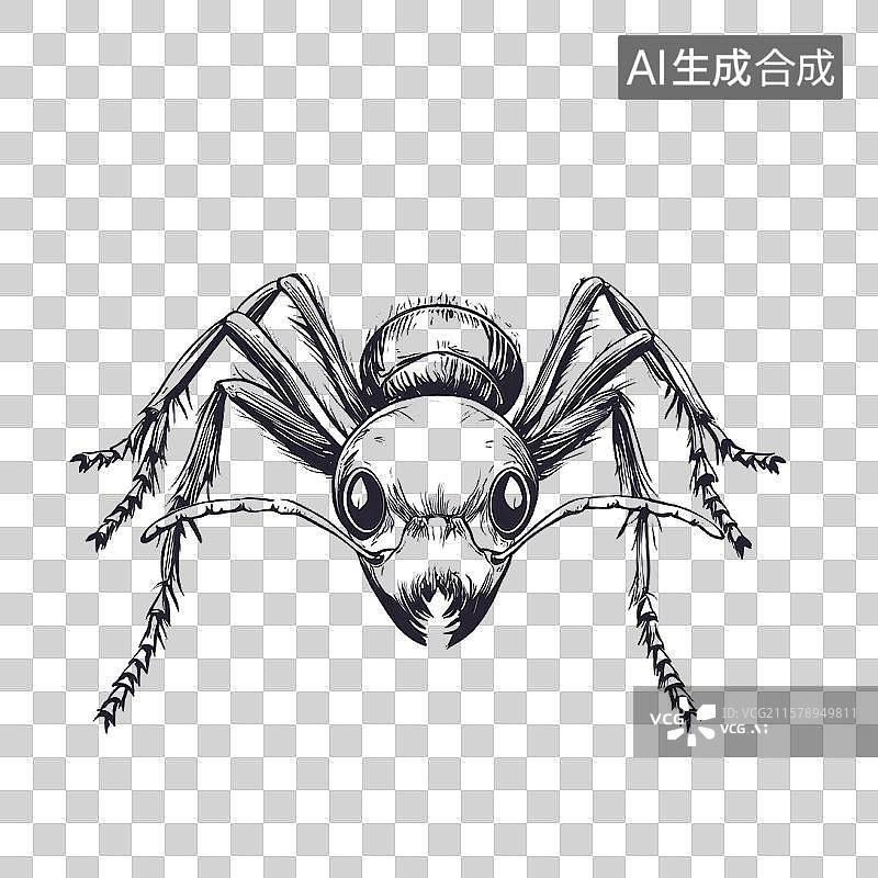 【AI数字艺术】蚂蚁的精细素描图图片素材