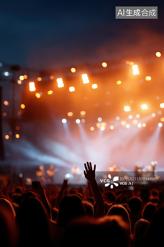 【AI数字艺术】演唱会现场观众与舞台灯光图片素材