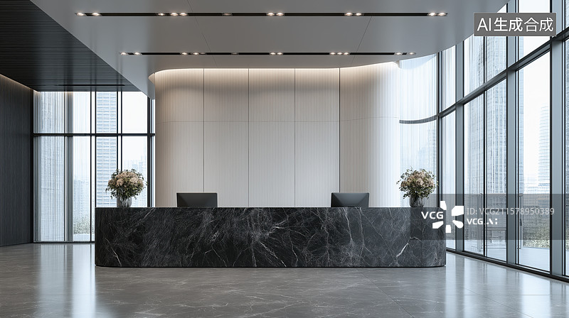 【AI数字艺术】现代简约风格的接待大厅图片素材