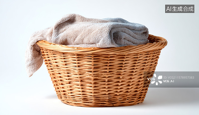 【AI数字艺术】洗衣篮和折叠衣服图片素材