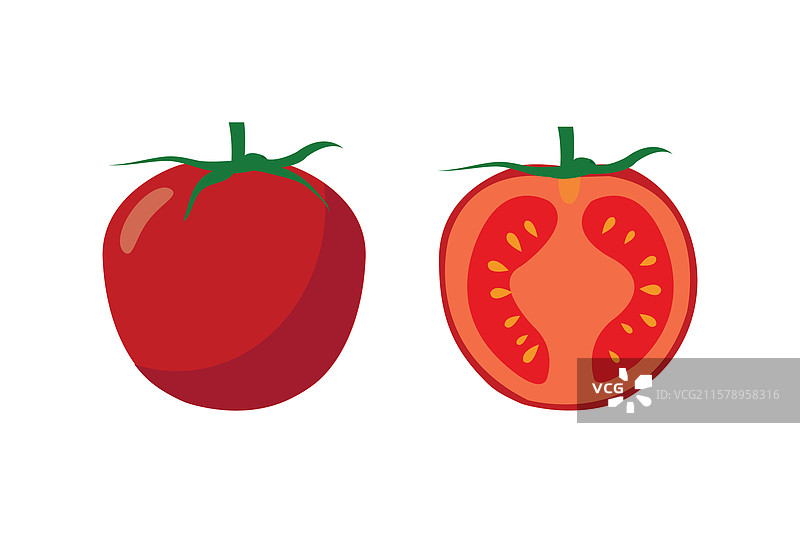 白色背景上的番茄切片图片素材