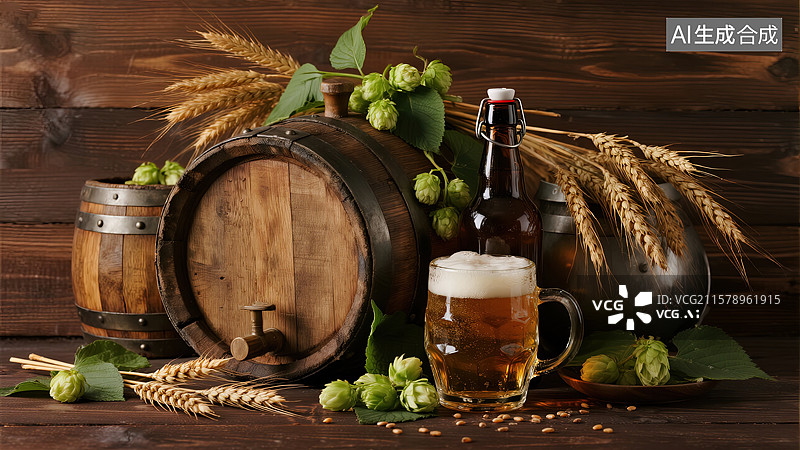 【AI数字艺术】醇香啤酒的复古时光图片素材