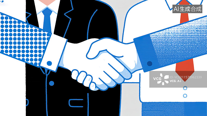 【AI数字艺术】合作共赢的商业握手图片素材