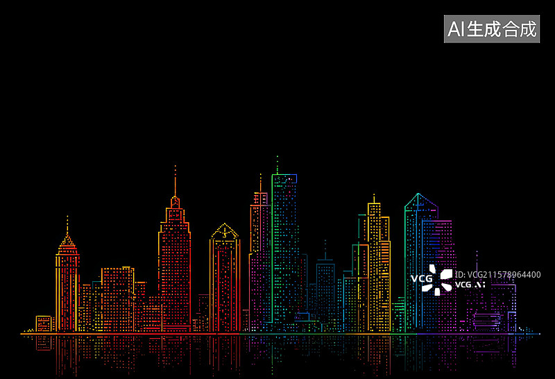 【AI数字艺术】霓虹城市夜景图图片素材