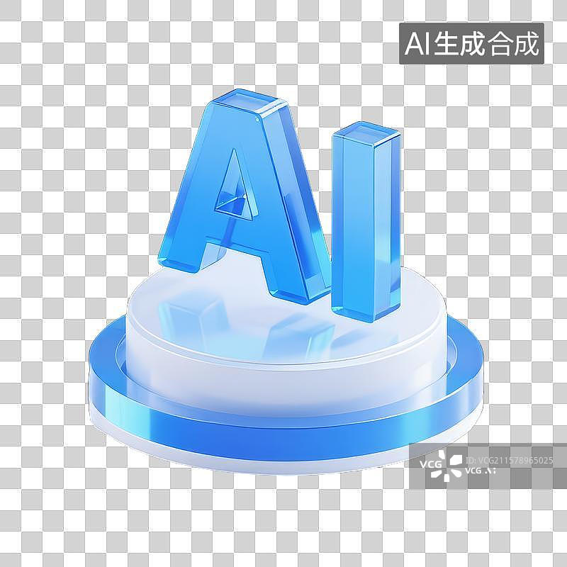 【AI数字艺术】3D蓝绿色AI图标图片素材