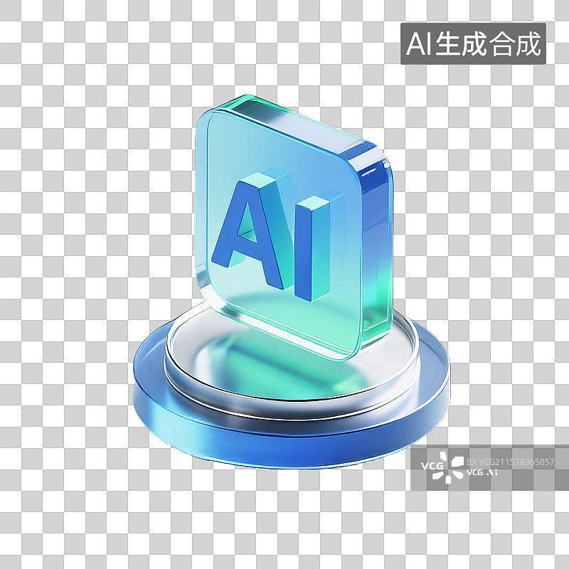 【AI数字艺术】3D蓝绿色AI图标图片素材