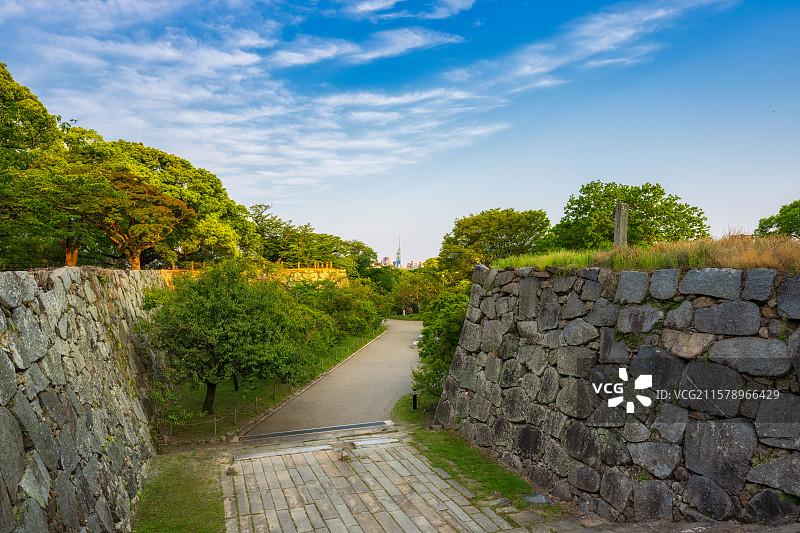 日本福冈Fukuoka，舞鶴公園Maizuru Park，福冈城表御门迹，福冈城遗址，江户时代平山城图片素材