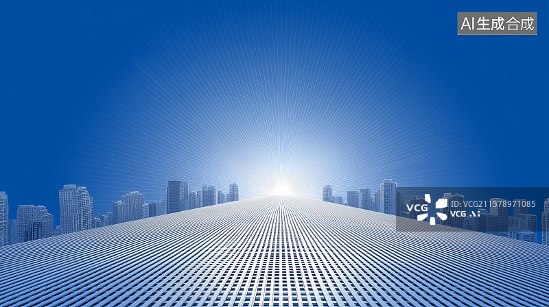 【AI数字艺术】向前发展的成功之路的极简现代城市背景插画图片素材