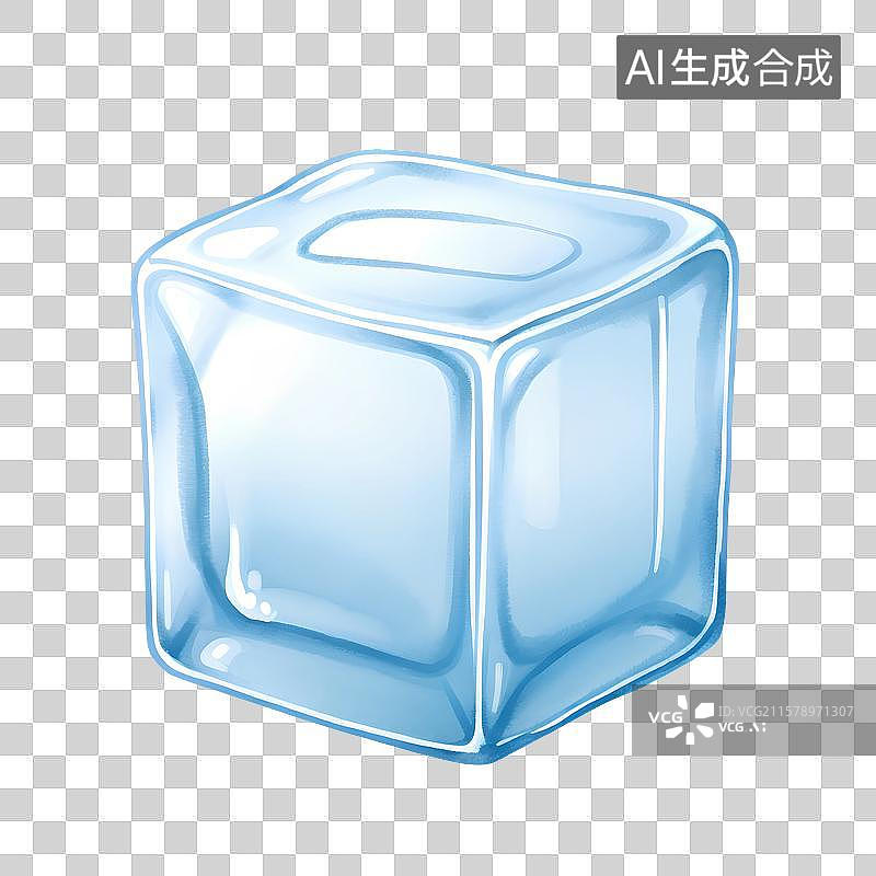 【AI数字艺术】手绘插画，蓝色冰块，夏天免抠元素图片素材