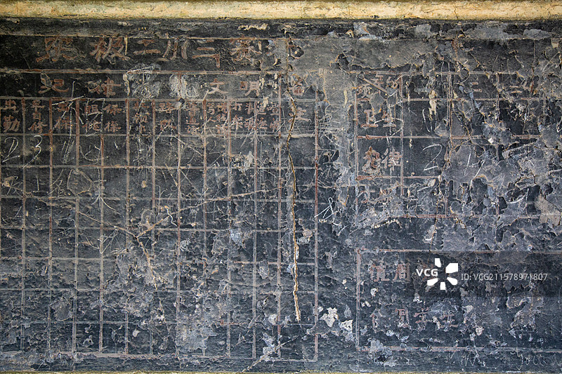 老旧黑板上的模糊文字图片素材