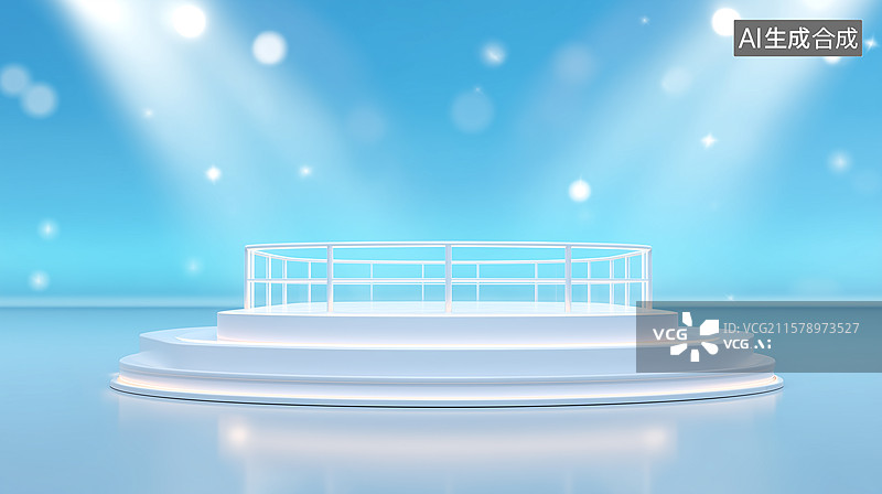 【AI数字艺术】蓝调灯光舞台场景3D模型图片素材