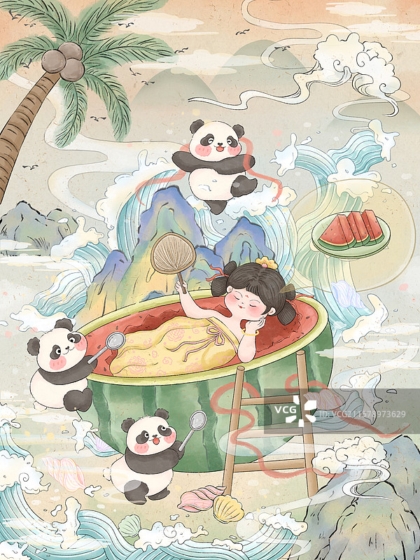 碧蔓凌霜卧软沙， 年年处处食西瓜图片素材