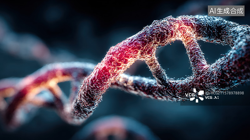 【AI数字艺术】DNA双螺旋结构的微观视图图片素材