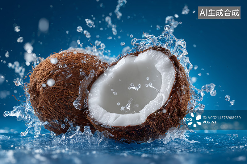 【AI数字艺术】新鲜饱满椰子果肉多汁水果特写素材图片素材