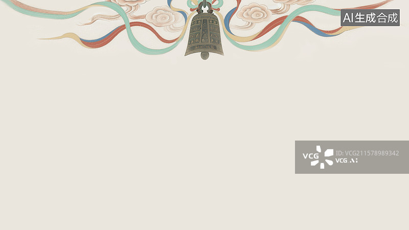【AI数字艺术】水墨画敦煌风格编钟背景居上图片素材