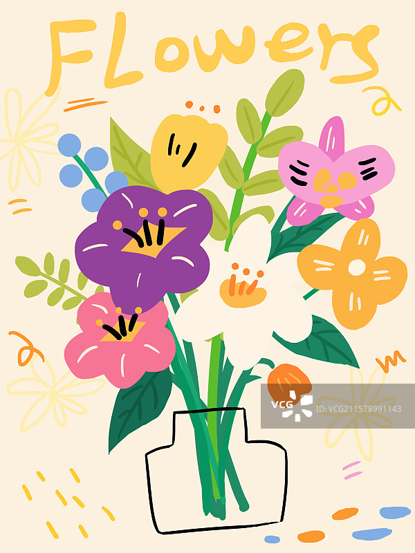 扁平风夏天花卉插画装饰画图片素材