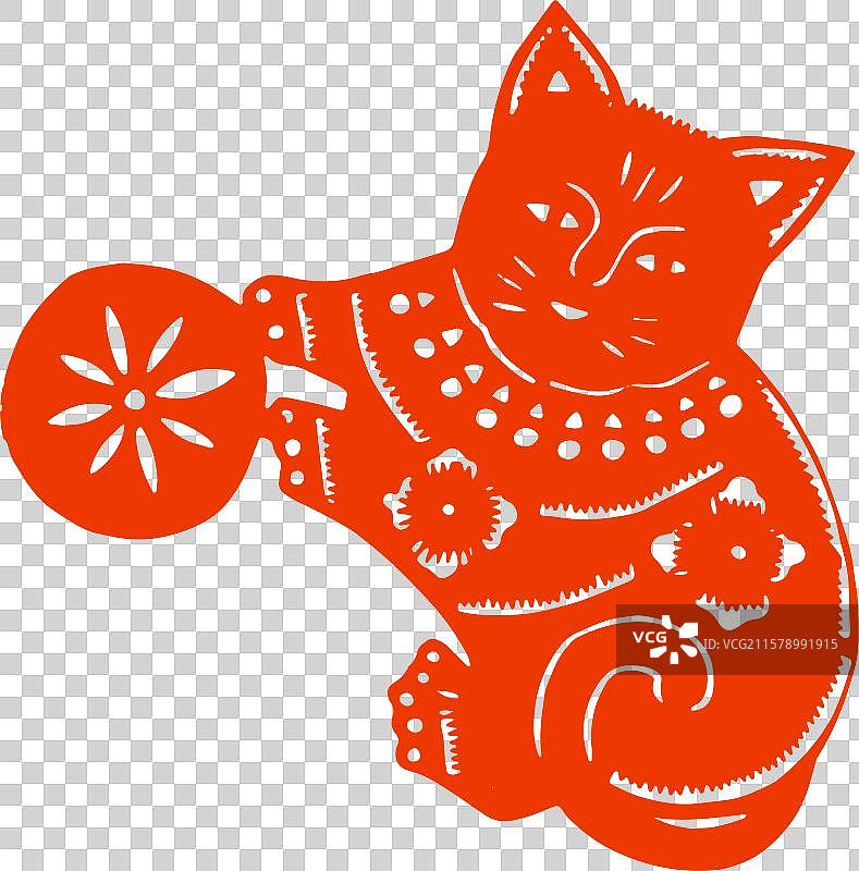 可爱 宠物 猫 传统图案 剪纸图片素材