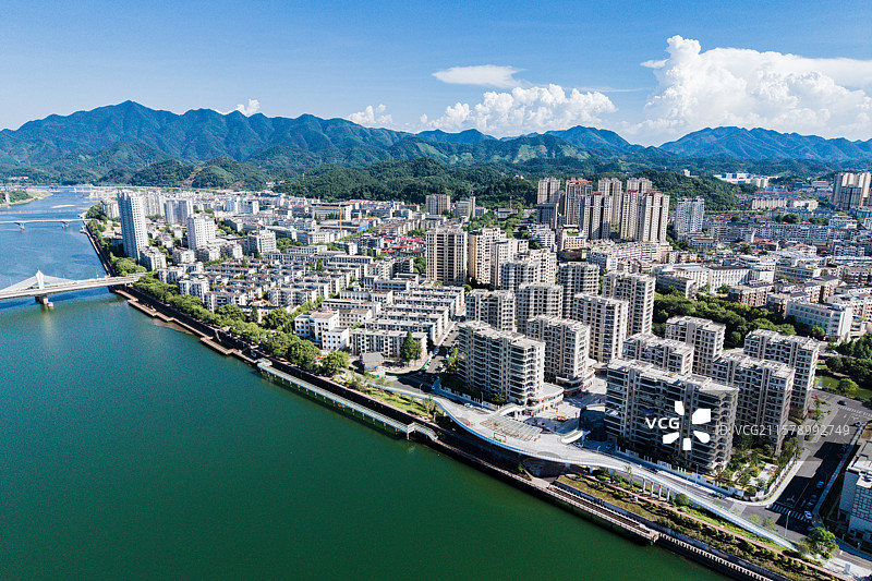 常山县城航拍风光图片素材