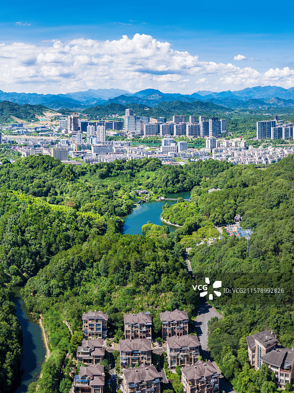 航拍常山县城市风光图片素材