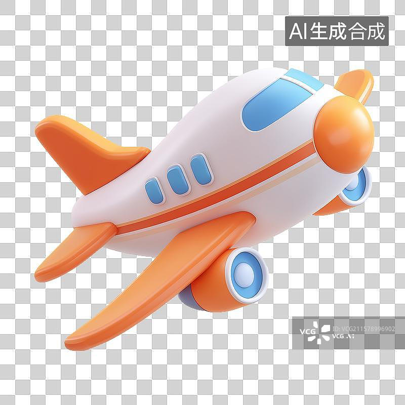 【AI数字艺术】三维设计可爱飞机模型玩具图片素材