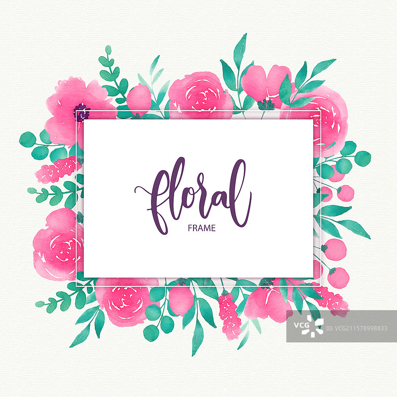 水彩玫瑰花卉框架图片素材