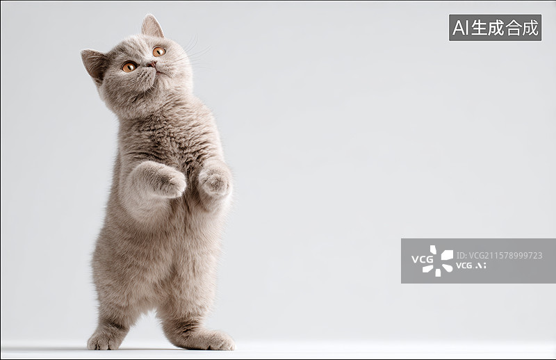 【AI数字艺术】猫咪站立可爱瞬间图片素材