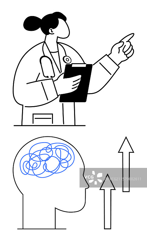 医生指导心理健康改善图片素材