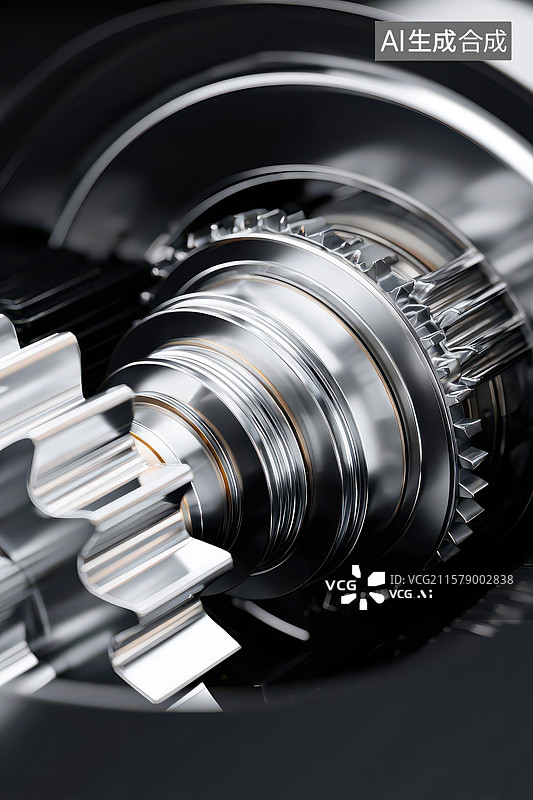 【AI数字艺术】金属齿轮轴工业机械特写图图片素材