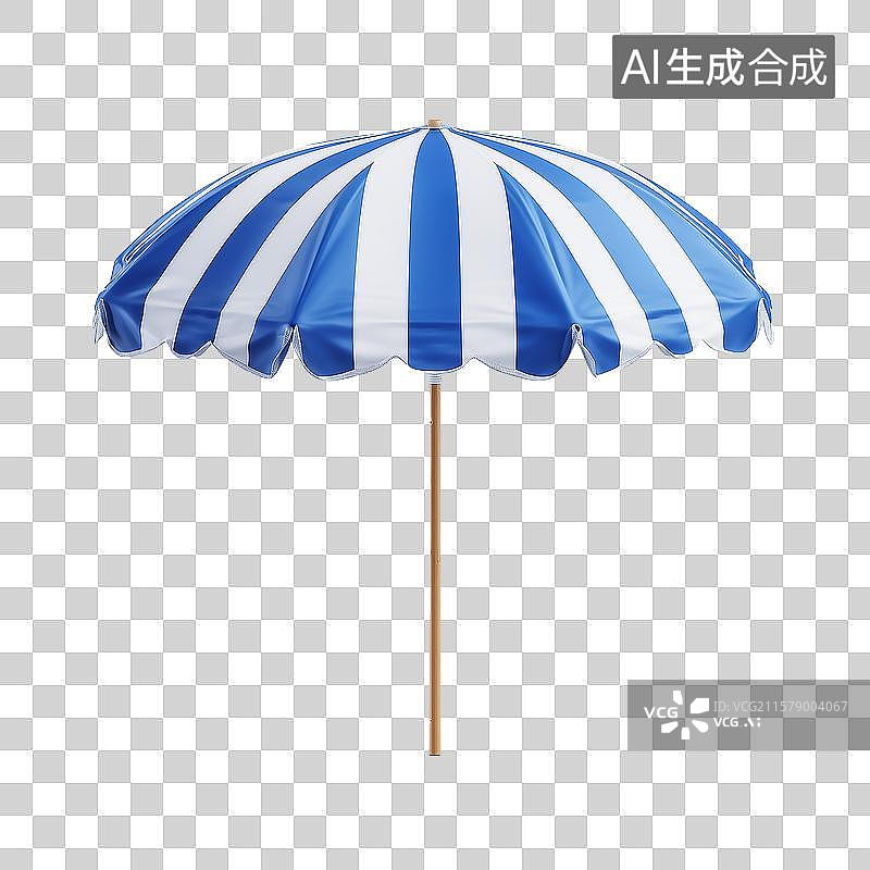 【AI数字艺术】蓝白相间的遮阳伞图片素材