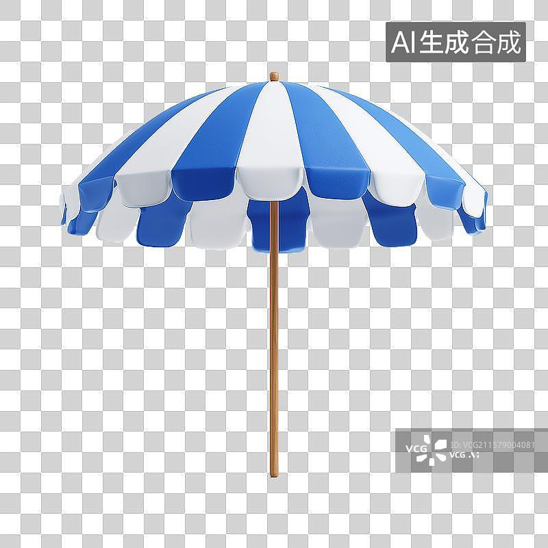 【AI数字艺术】蓝白相间的遮阳伞图片素材